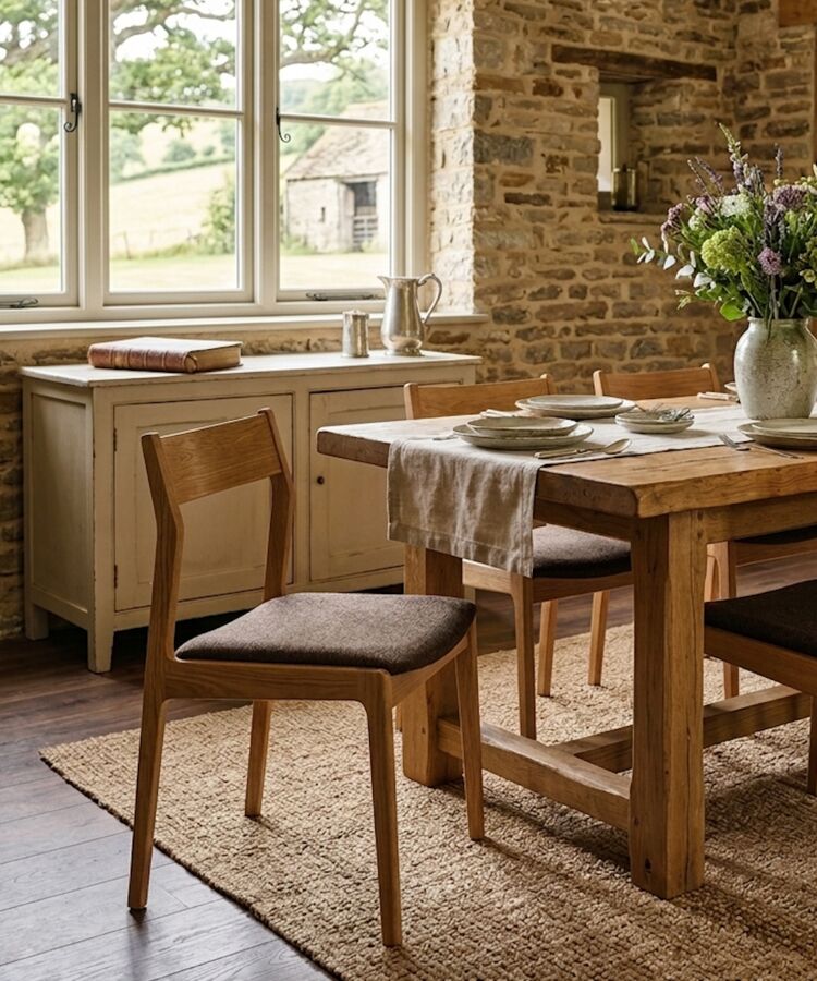 Silla de autor de estilo campo, madera clara
